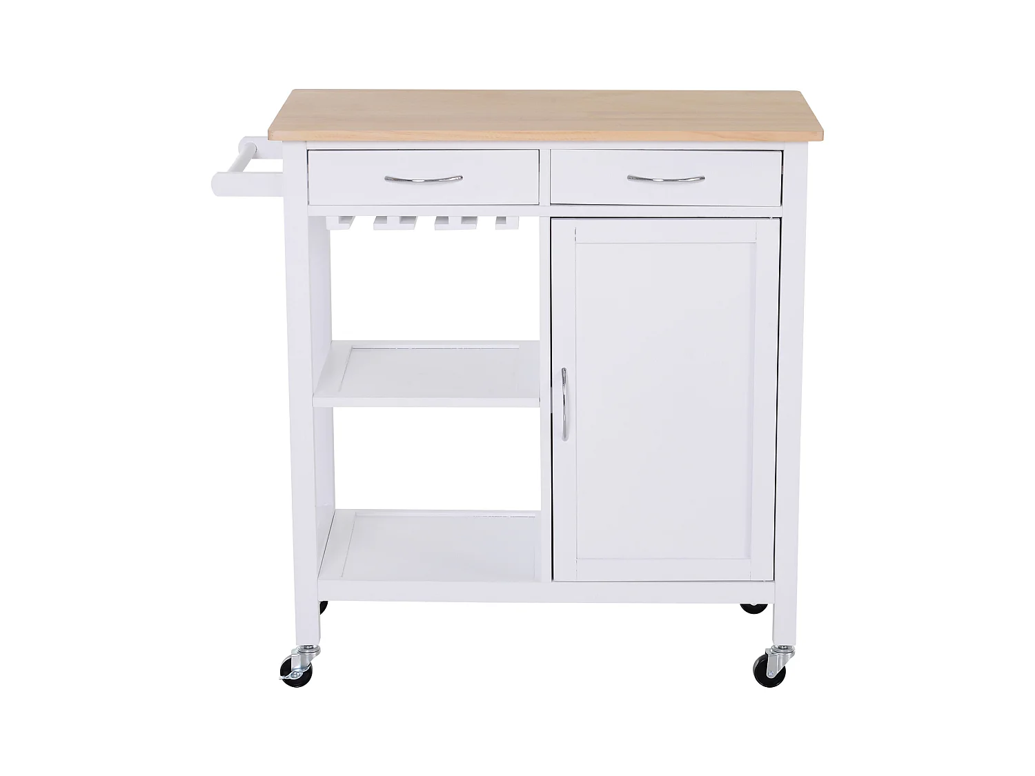 Carrello da cucina classico con cassetti salvaspazio legno bianco