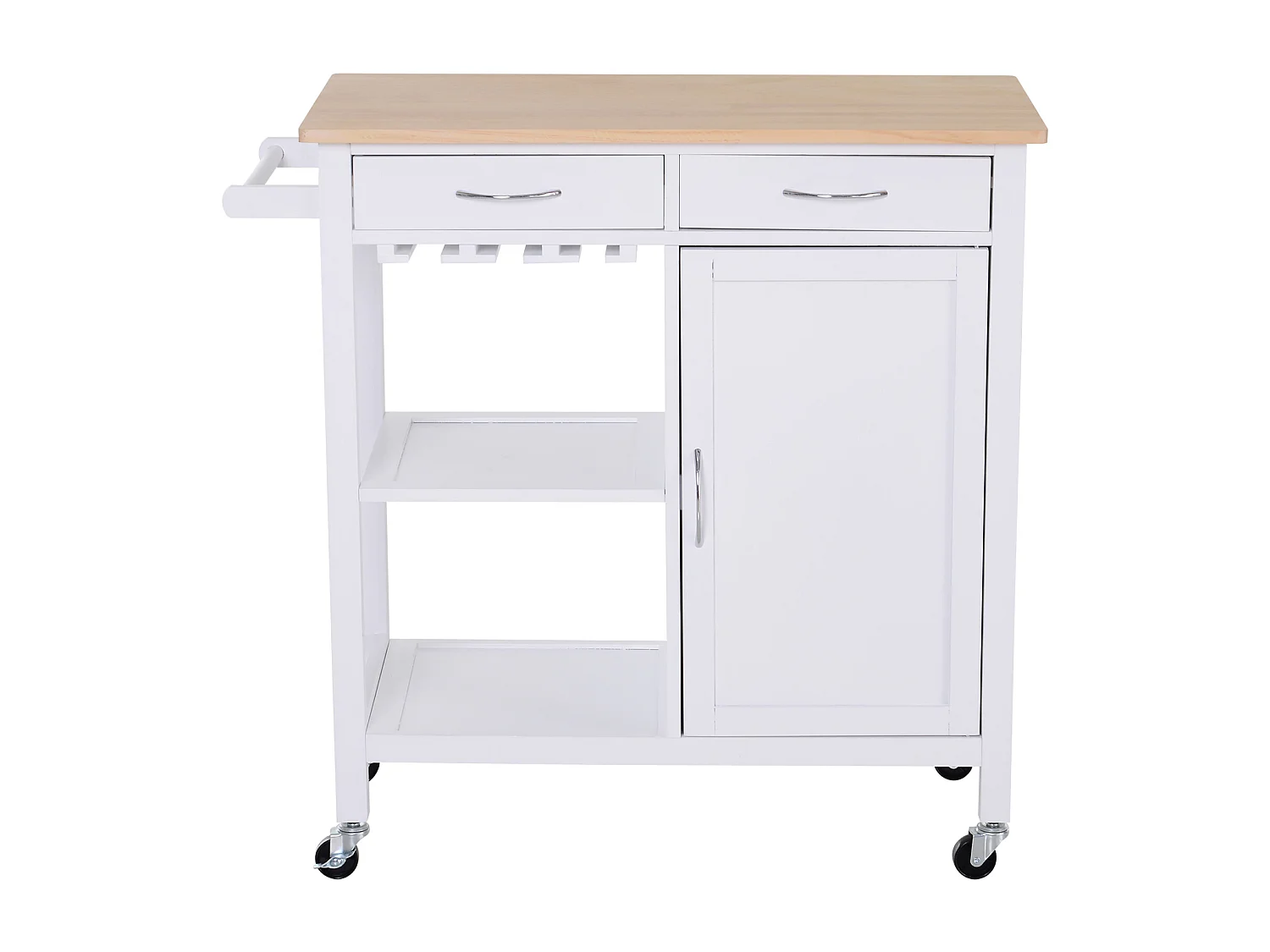 Carrello da cucina classico con cassetti salvaspazio legno bianco