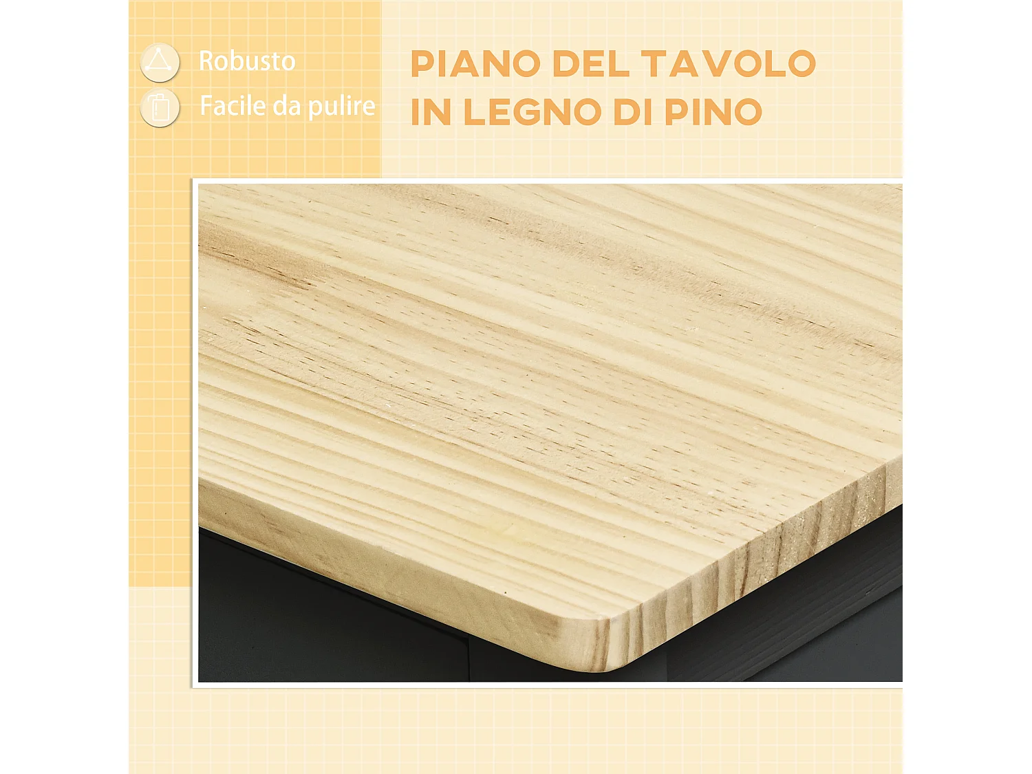 Carrello cucina con cassetto ruote e armadietto 2 ante nero