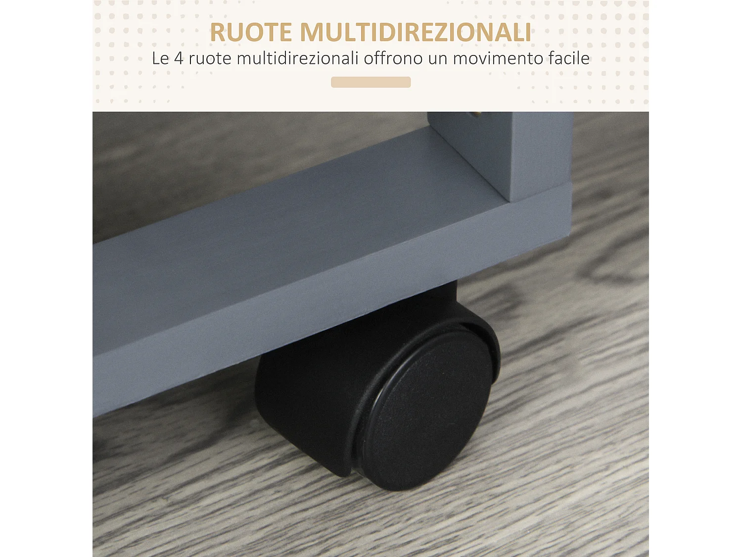 Carrello da cucina in grigio scuro cassetto 4 cestelli e ruote