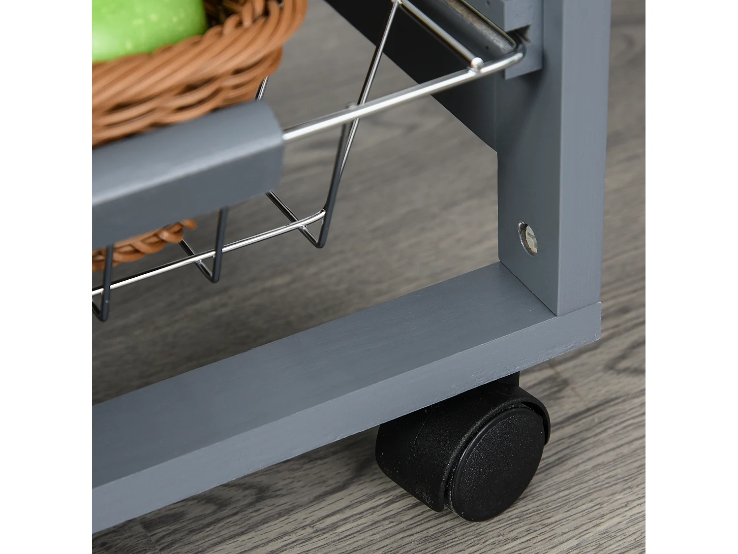 Carrello da cucina in grigio scuro cassetto 4 cestelli e ruote