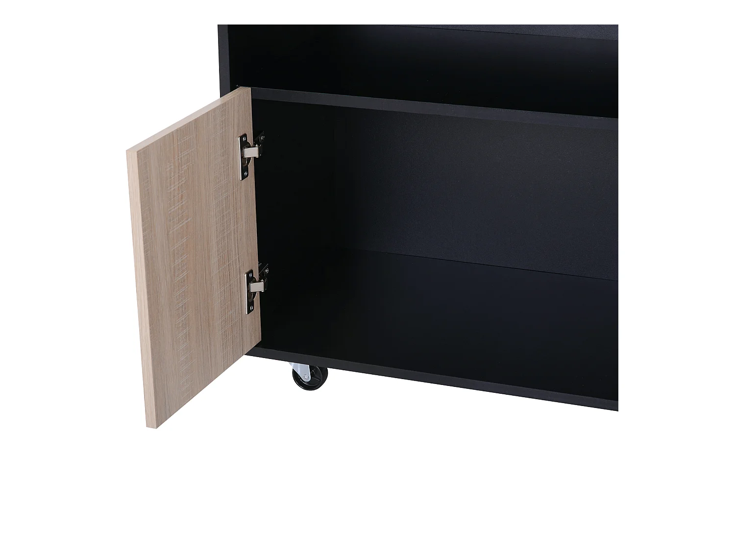 Carrello da cucina moderno con ruote cassetto anta legno rovere