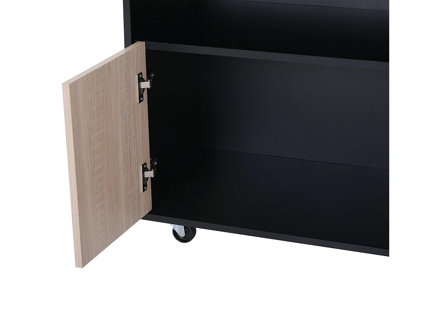 Carrello da cucina moderno con ruote cassetto anta legno rovere