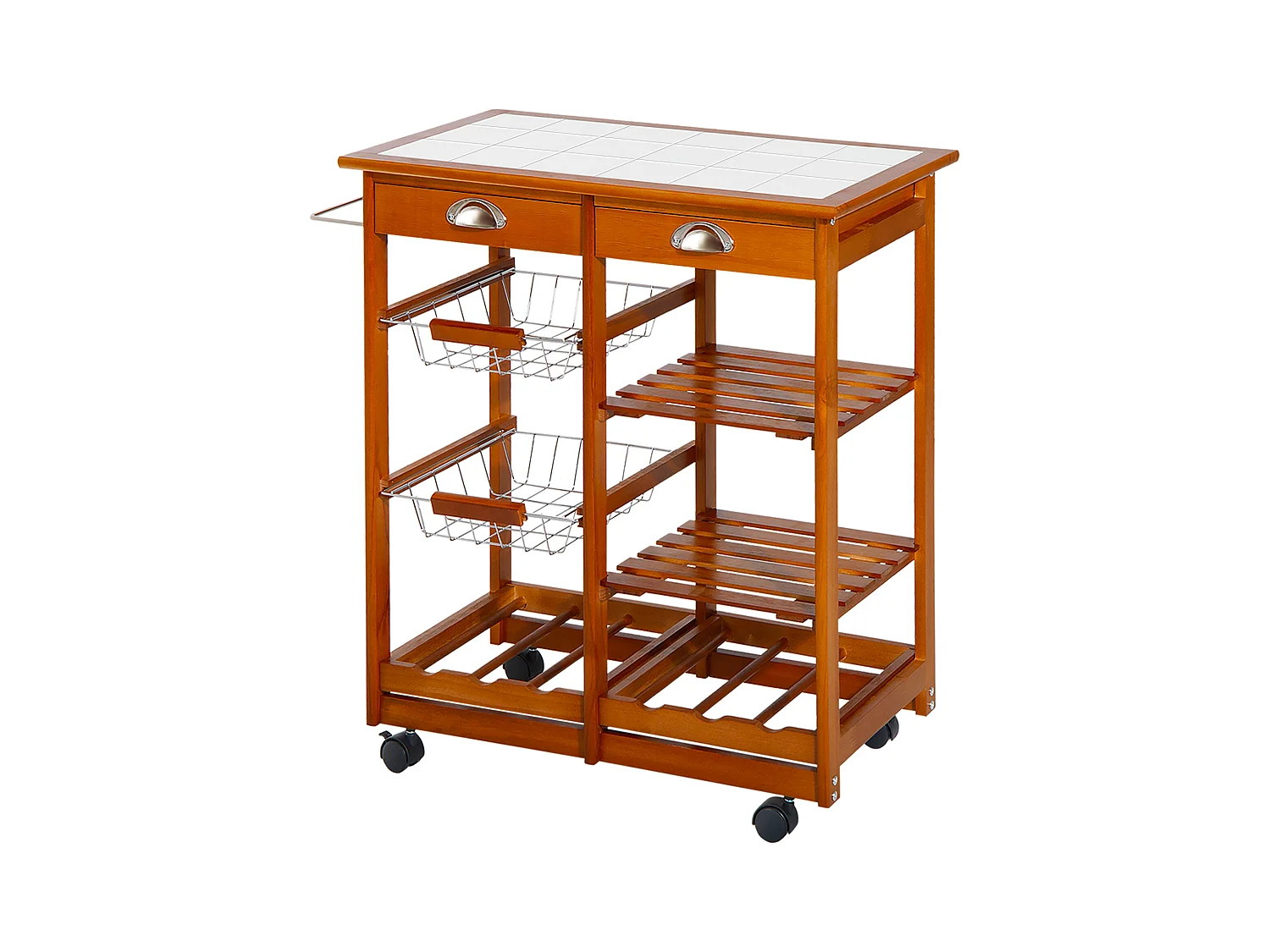 Carrello da cucina multiuso in legno di pino marrone chiaro