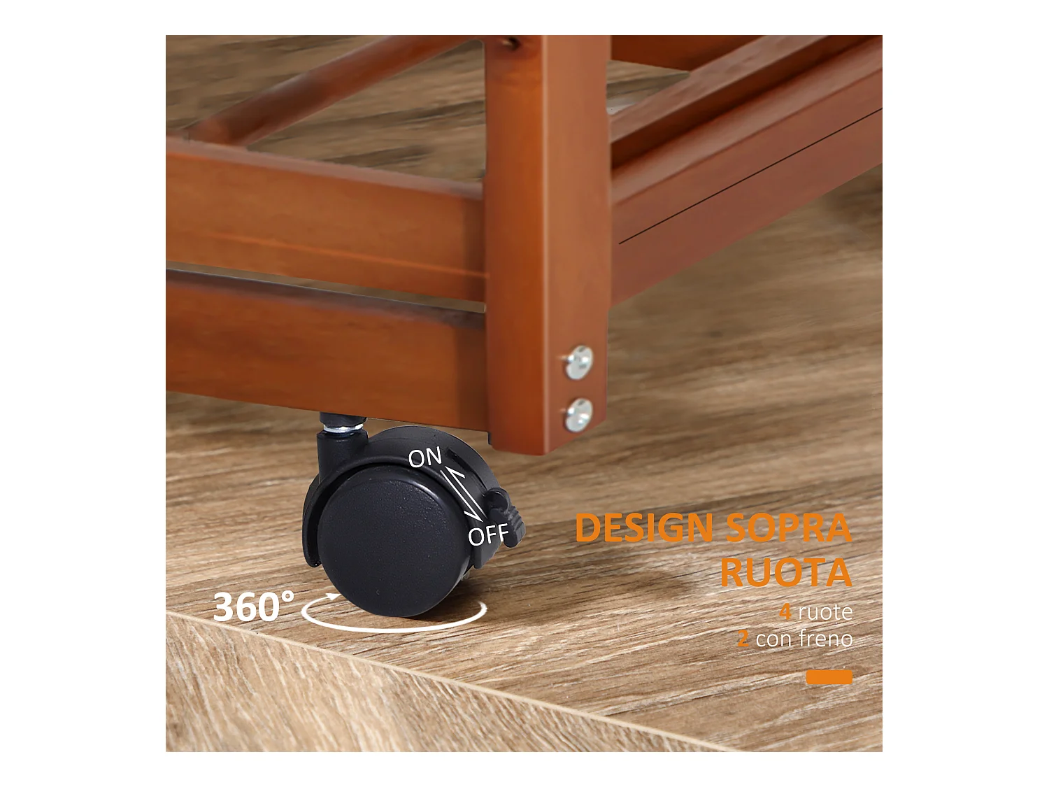 Carrello da cucina multiuso in legno di pino marrone chiaro