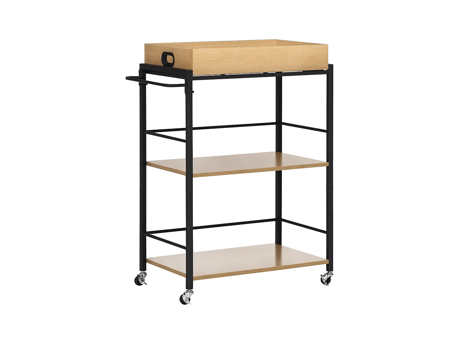 Carrello cucina 3 ripiani con vassoio rimovibile e ruote