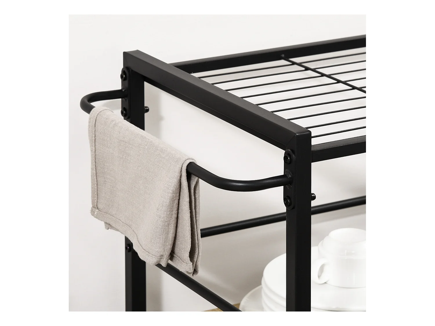 Carrello cucina 3 ripiani con vassoio rimovibile e ruote