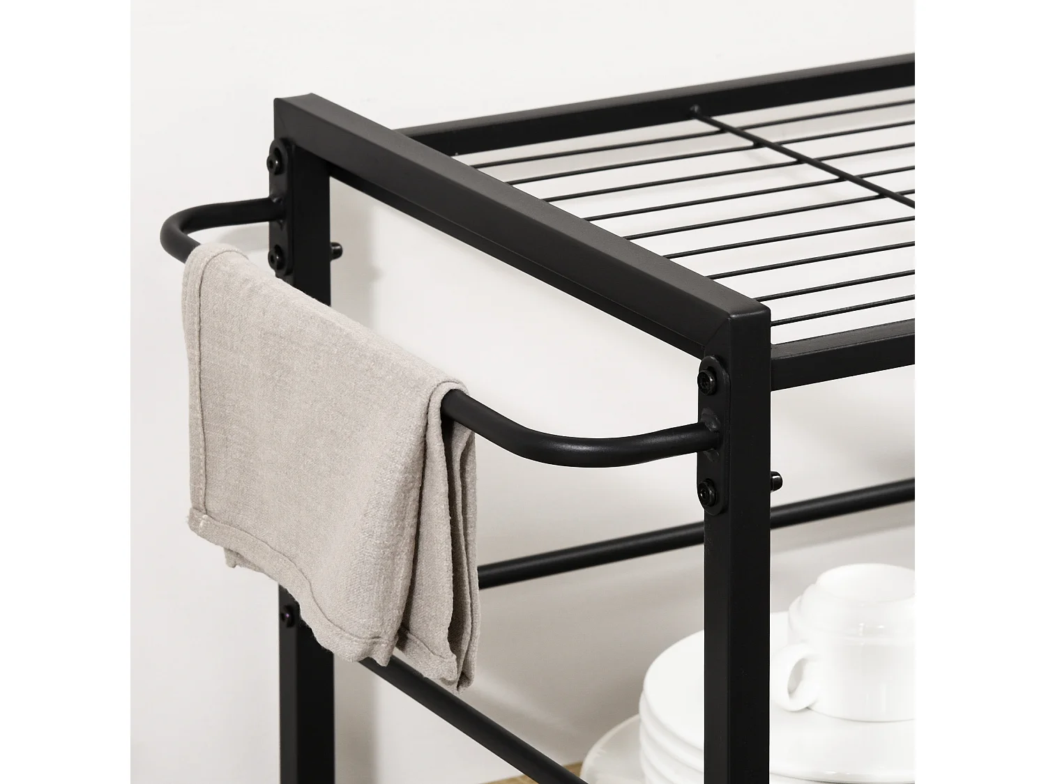 Carrello cucina 3 ripiani con vassoio rimovibile e ruote