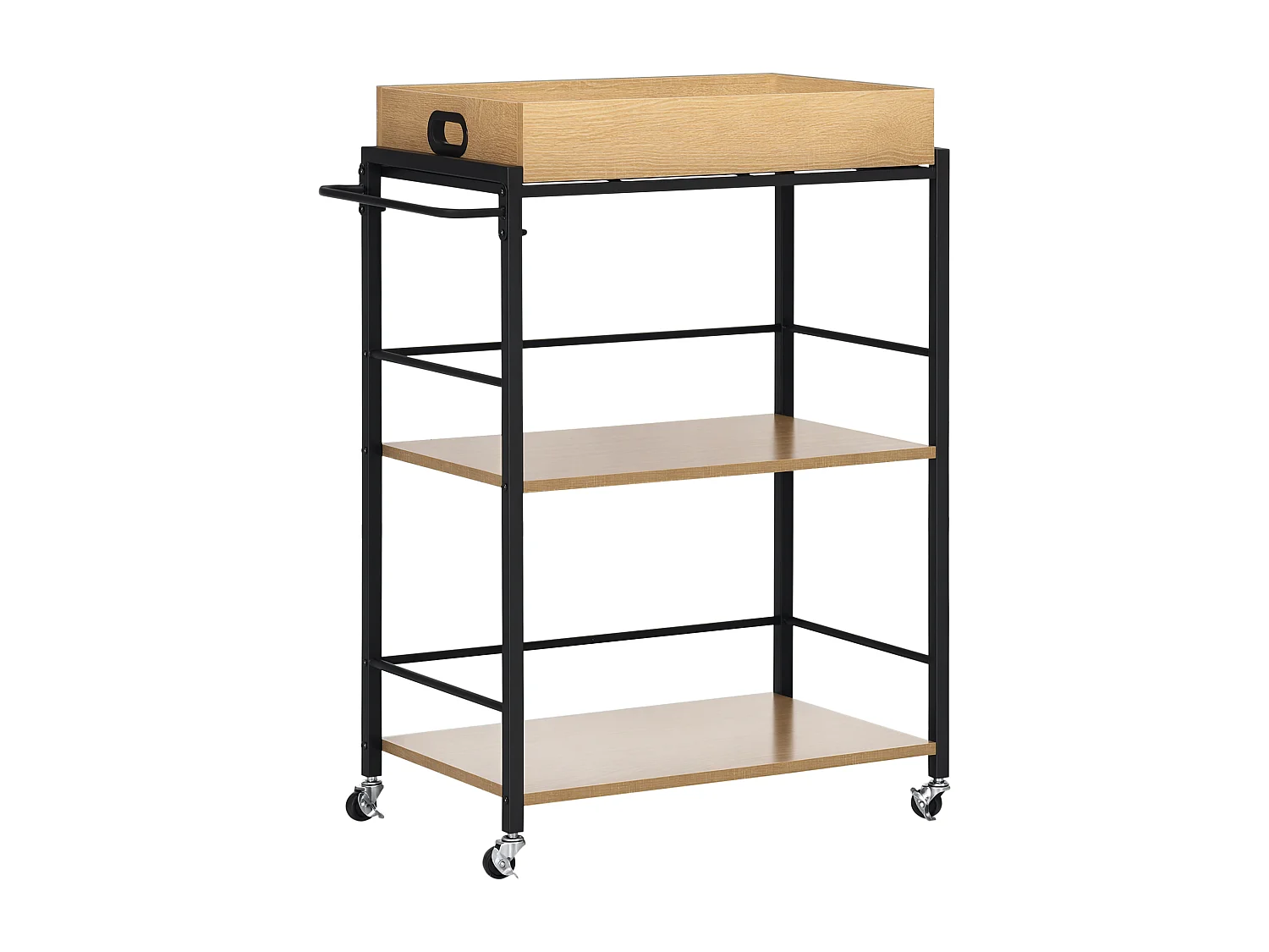 Carrello cucina 3 ripiani con vassoio rimovibile e ruote