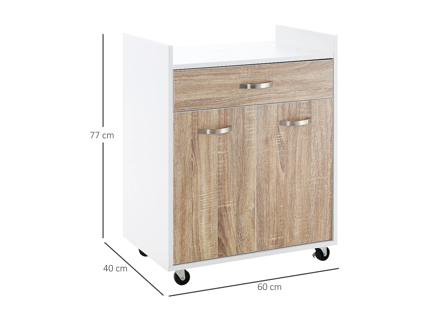 Carrello da cucina portavivande e microonde in legno 60x40x77cm