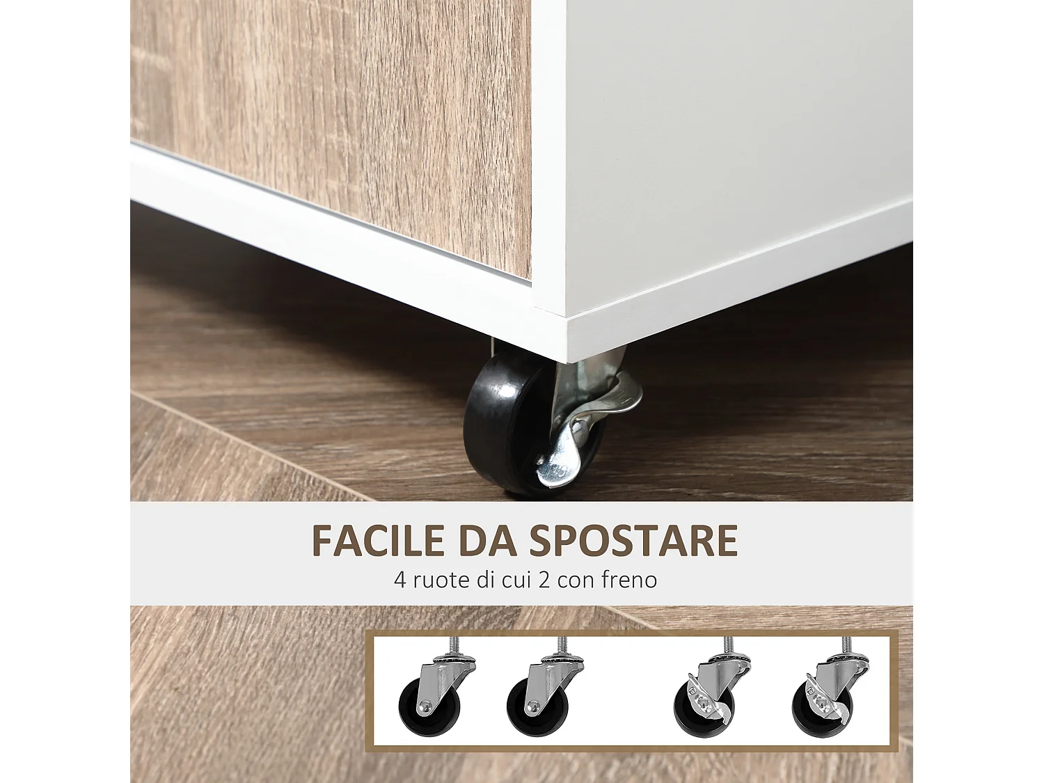 Carrello da cucina portavivande e microonde in legno 60x40x77cm