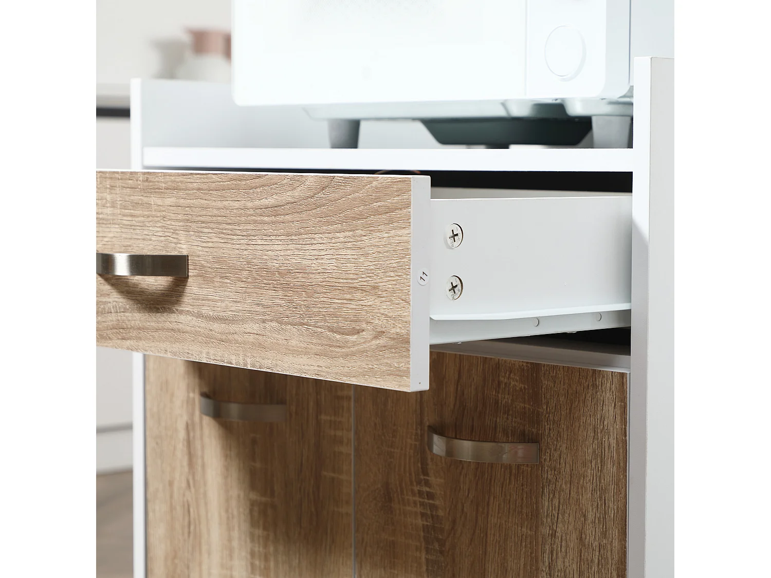 Carrello da cucina portavivande e microonde in legno 60x40x77cm