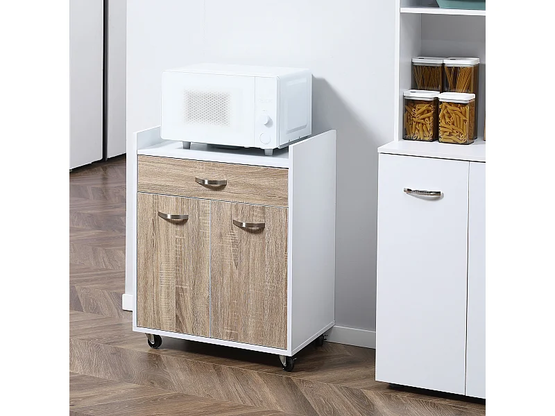 Carrello da cucina portavivande e microonde in legno 60x40x77cm