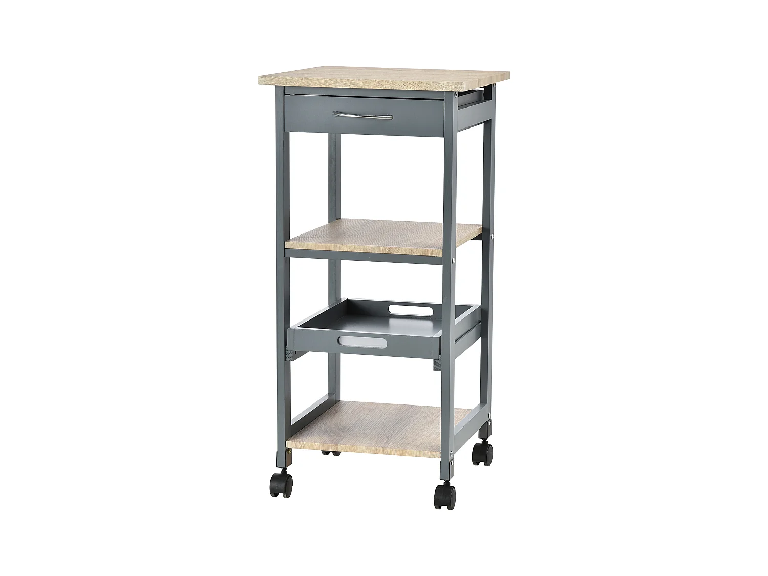 Carrello cucina portavivande con cassetto grigio