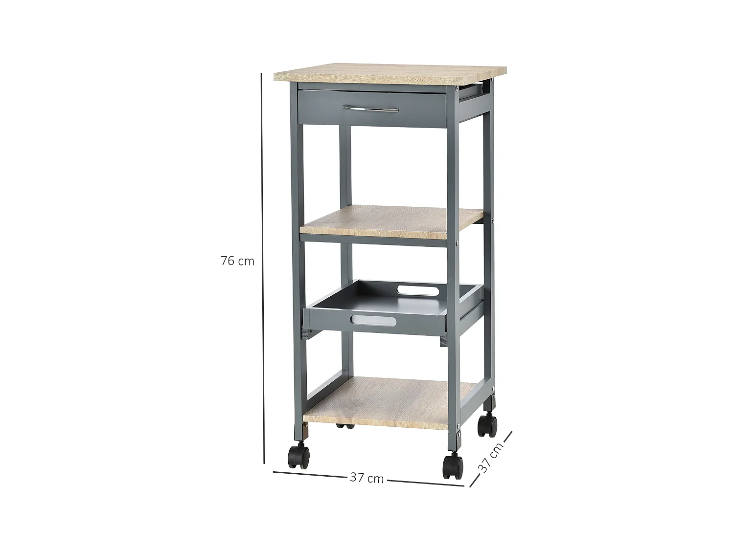 Carrello cucina portavivande con cassetto grigio