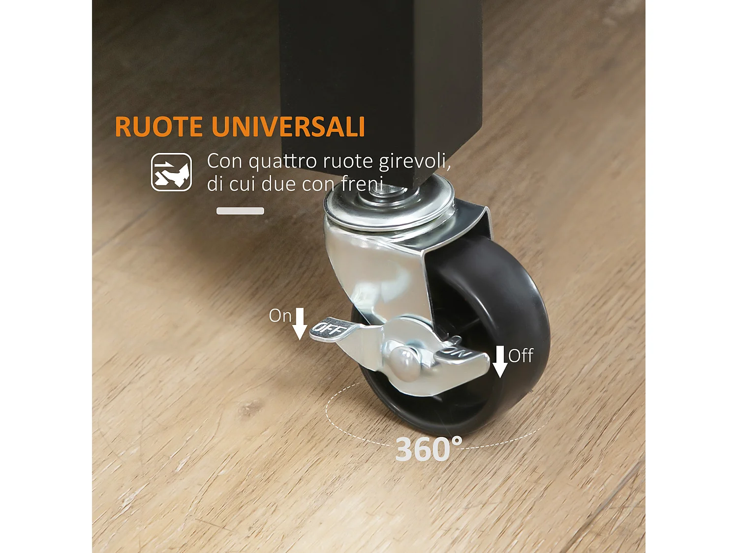 Carrello da cucina in legno con cassetto armadietto ruote nero