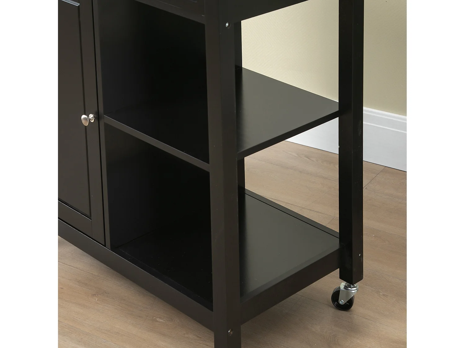 Carrello da cucina in legno con cassetto armadietto ruote nero