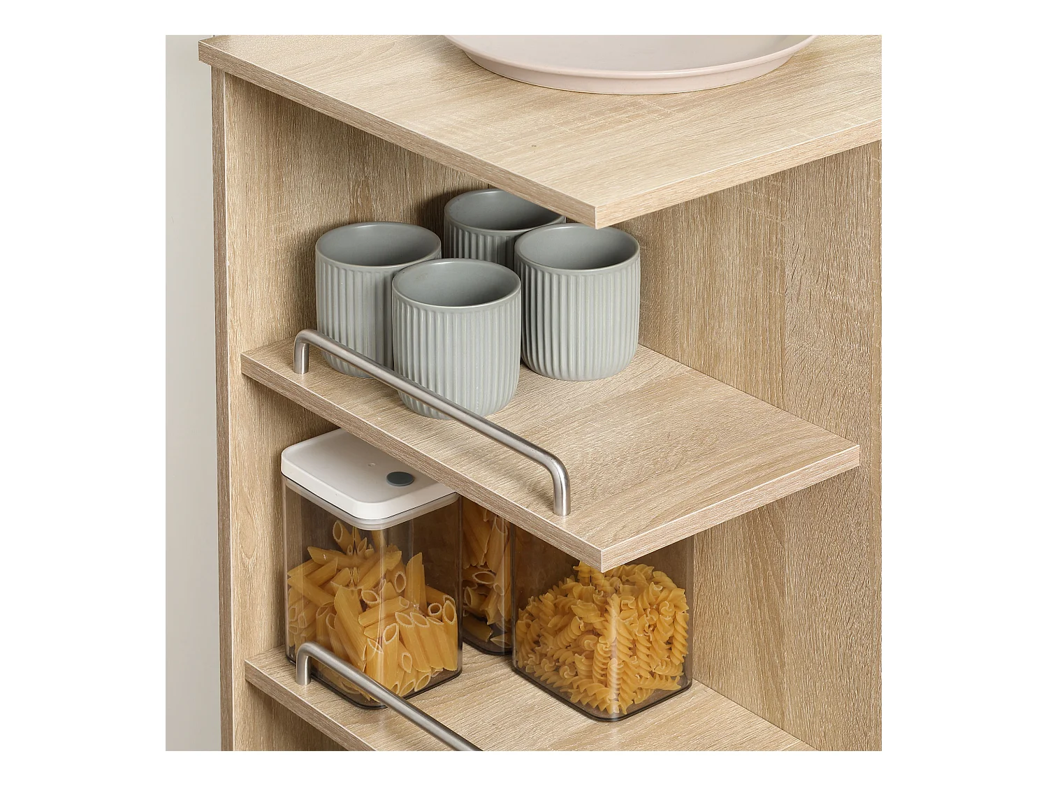 Carrello da cucina con cassetto armadietto e ripiani in legno