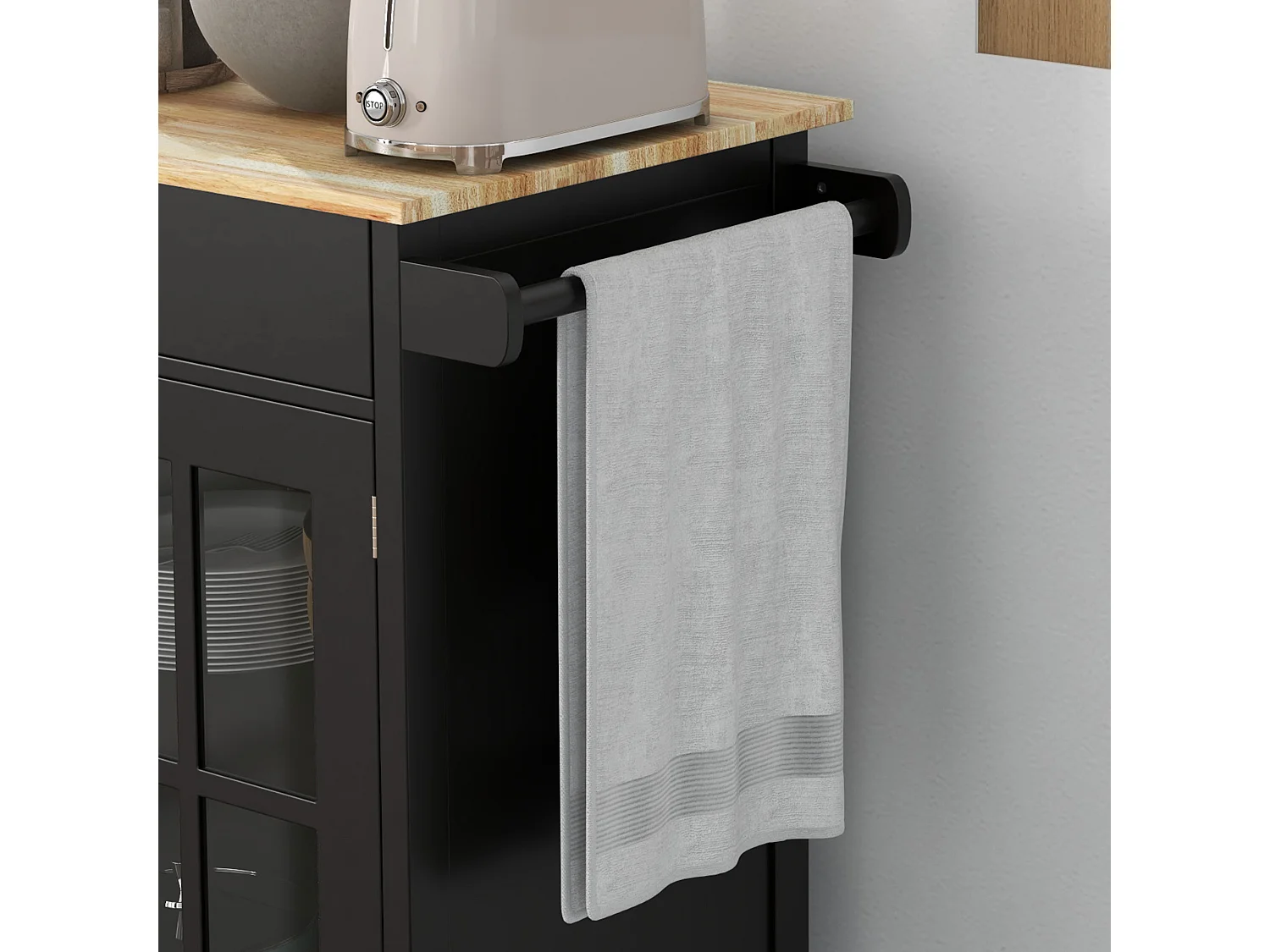 Carrello da cucina con cassetto e armadietto regolabile in legno