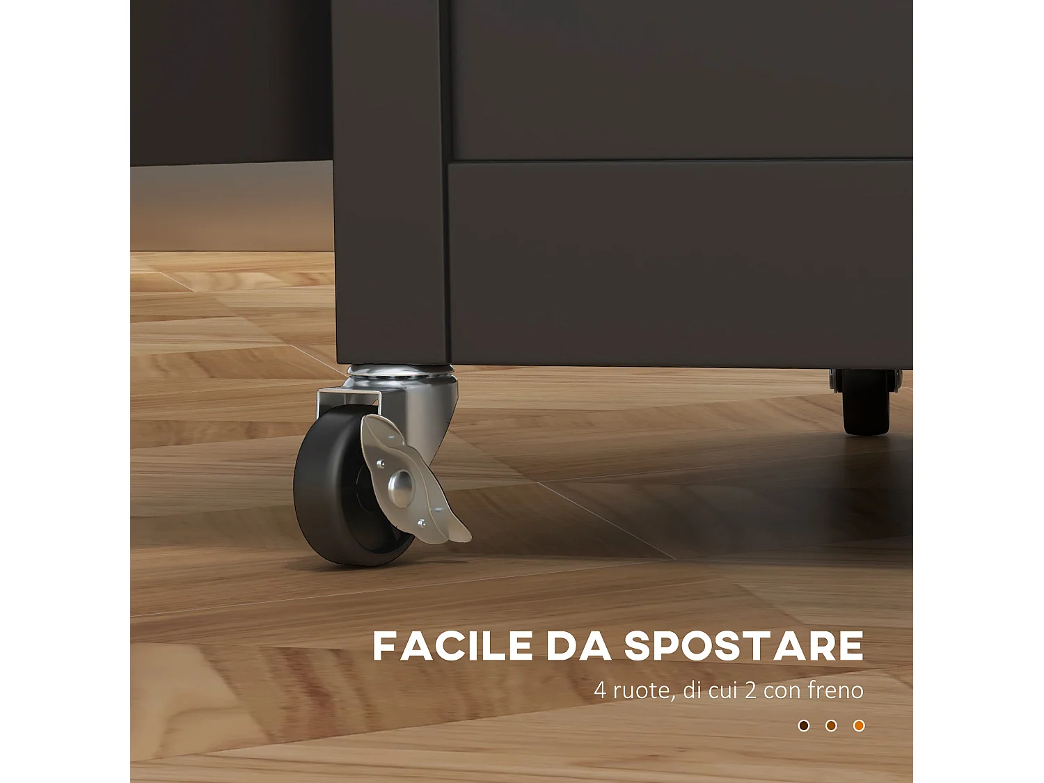 Carrello da cucina con cassetto e armadietto regolabile in legno