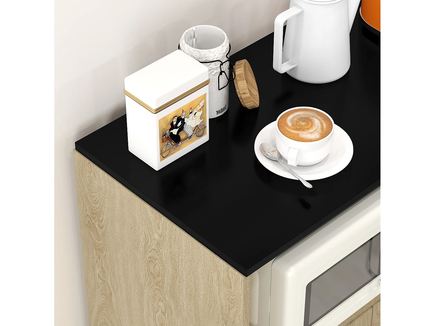 HOMCOM Carrello da Cucina con Ripiani e Armadietto a 2 Ante