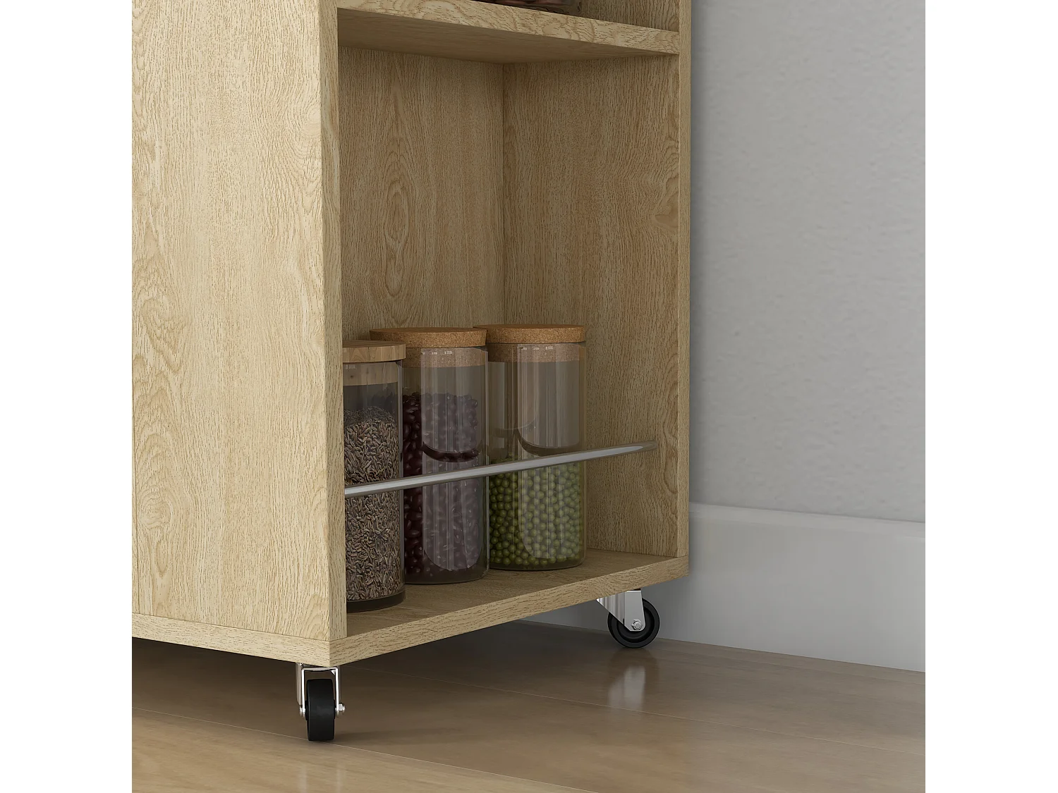 HOMCOM Carrello da Cucina con Ripiani e Armadietto a 2 Ante