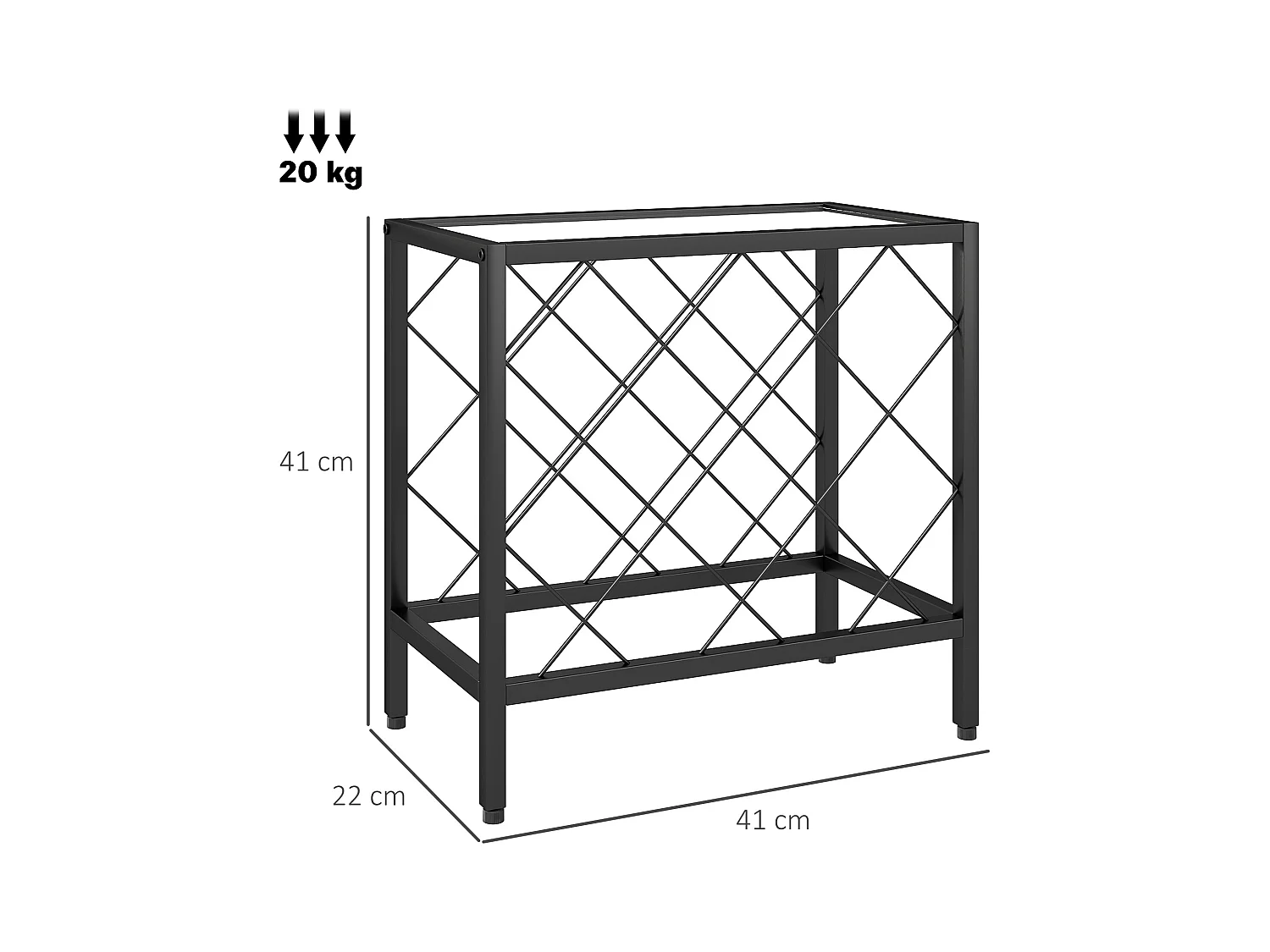 Portabottiglie vini per 10 bottiglie in acciaio nero con ripiano
