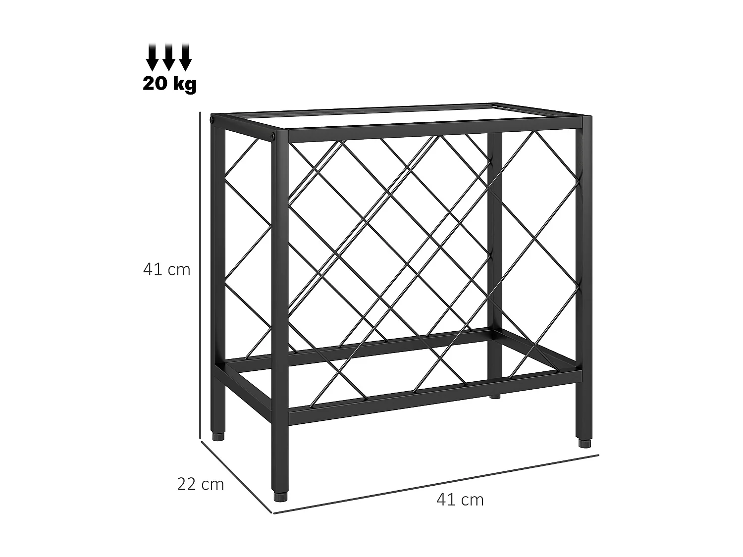 Portabottiglie vini per 10 bottiglie in acciaio nero con ripiano