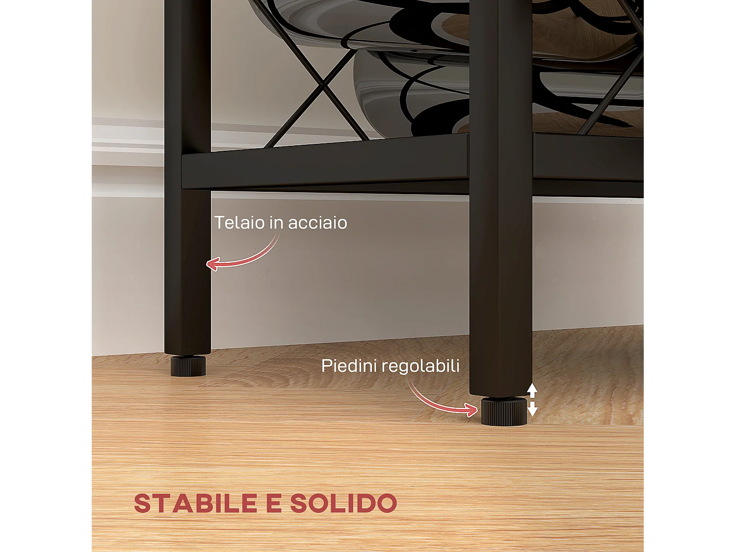 Portabottiglie vini per 10 bottiglie in acciaio nero con ripiano