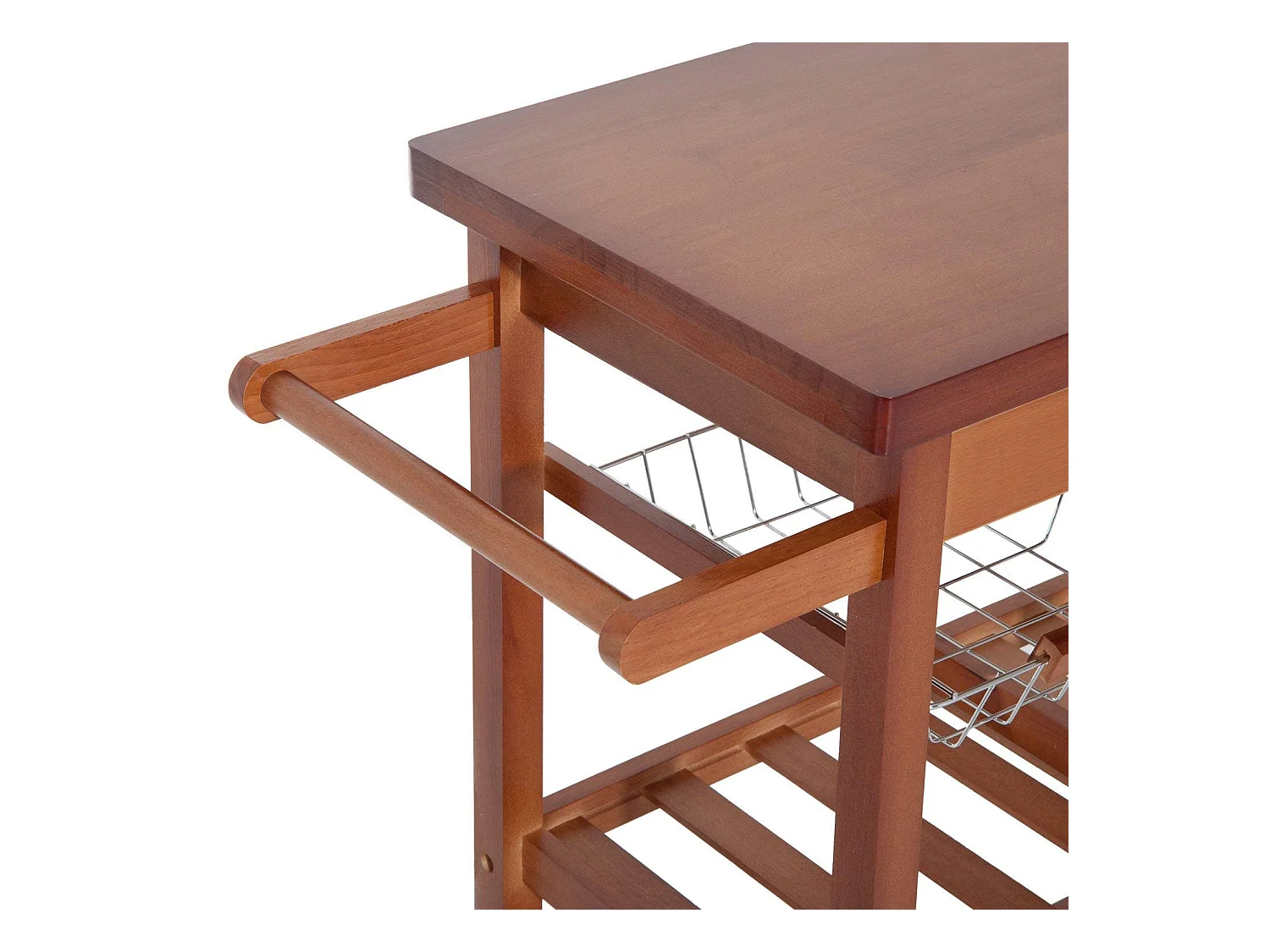 Carrello portata da cucina con portabottiglie legno di pino legno