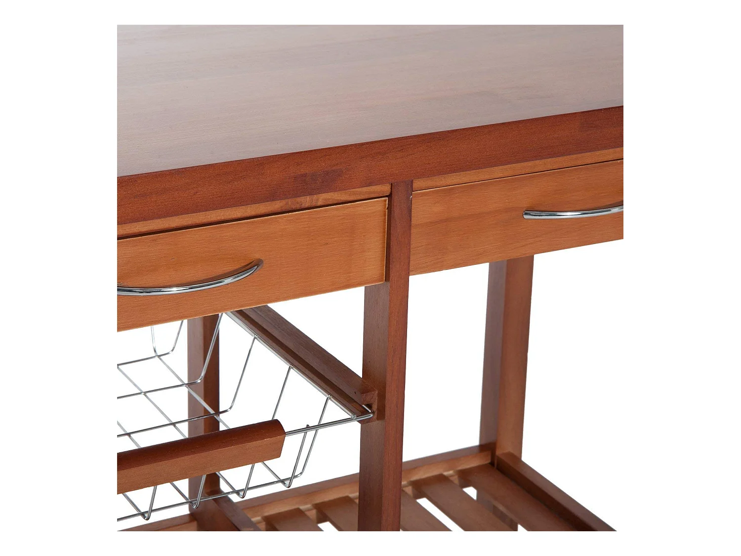 Carrello portata da cucina con portabottiglie legno di pino legno