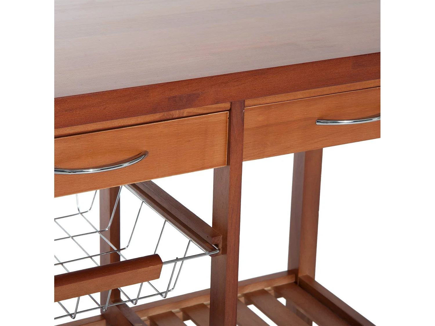 Carrello portata da cucina con portabottiglie legno di pino legno