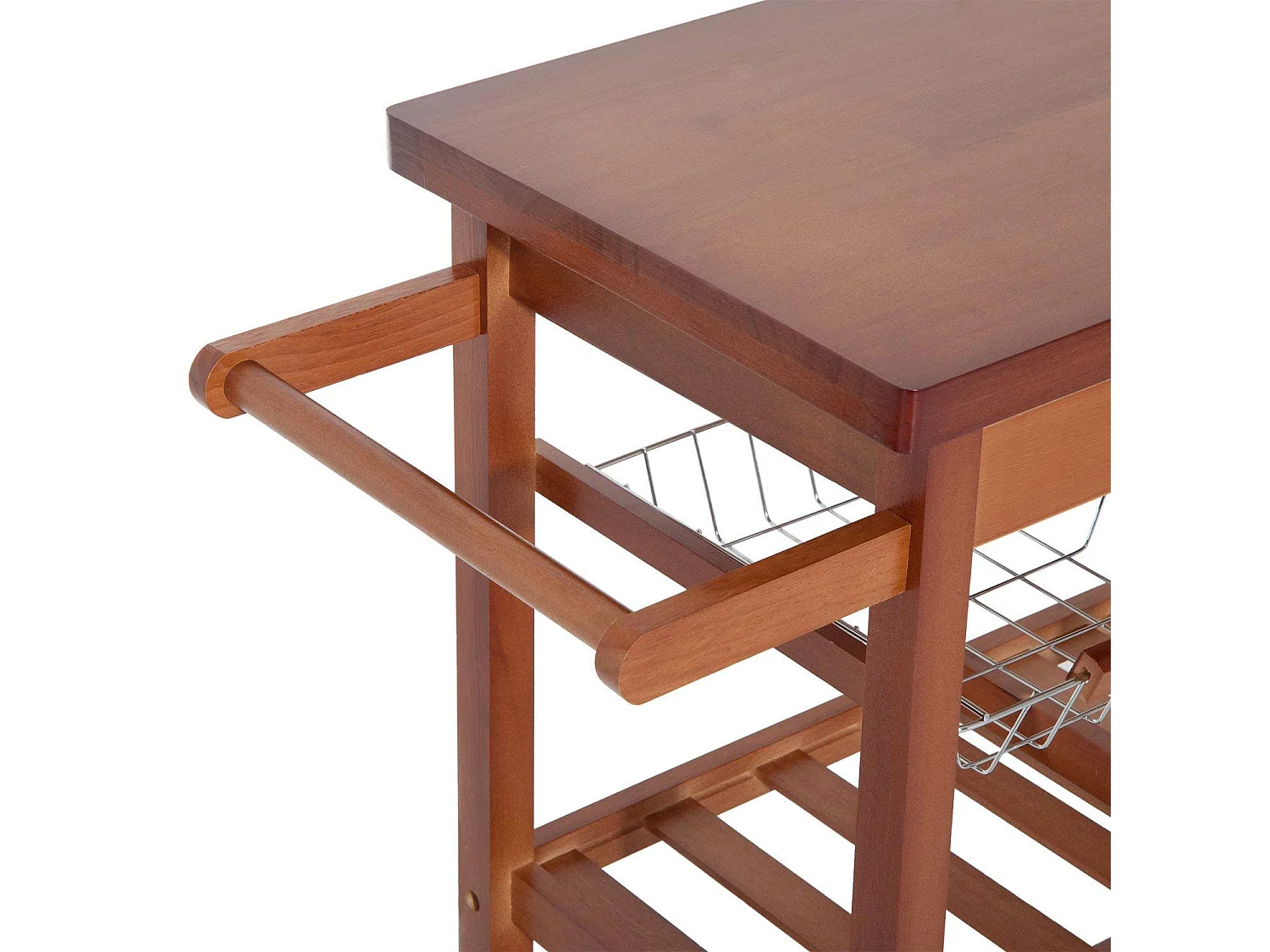 Carrello portata da cucina con portabottiglie legno di pino legno