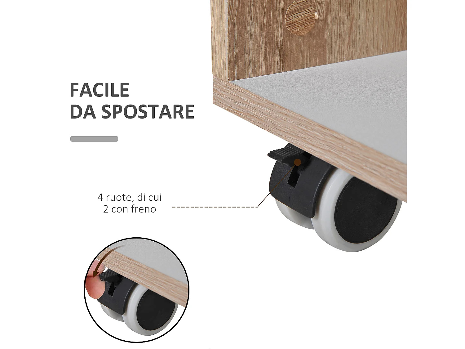 Carrello da cucina con ruote e cassetti legno truciolato rovere nero