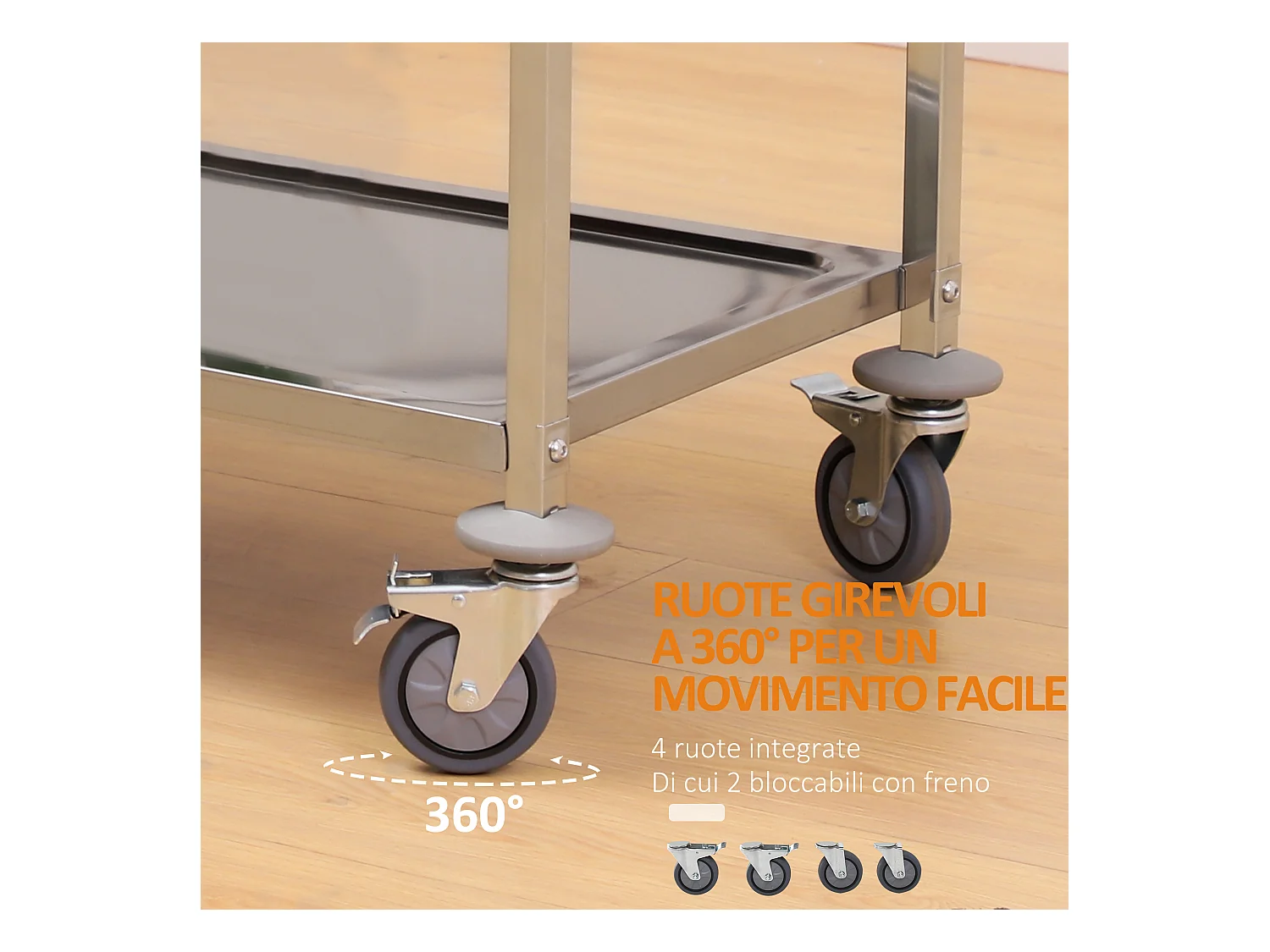 Carrello da cucina acciaio inossidabile 430 argento