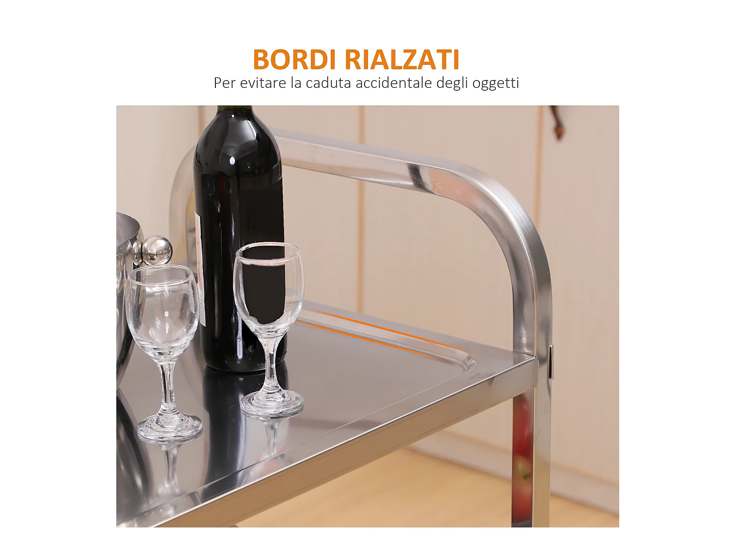 Carrello da cucina acciaio inossidabile 430 argento