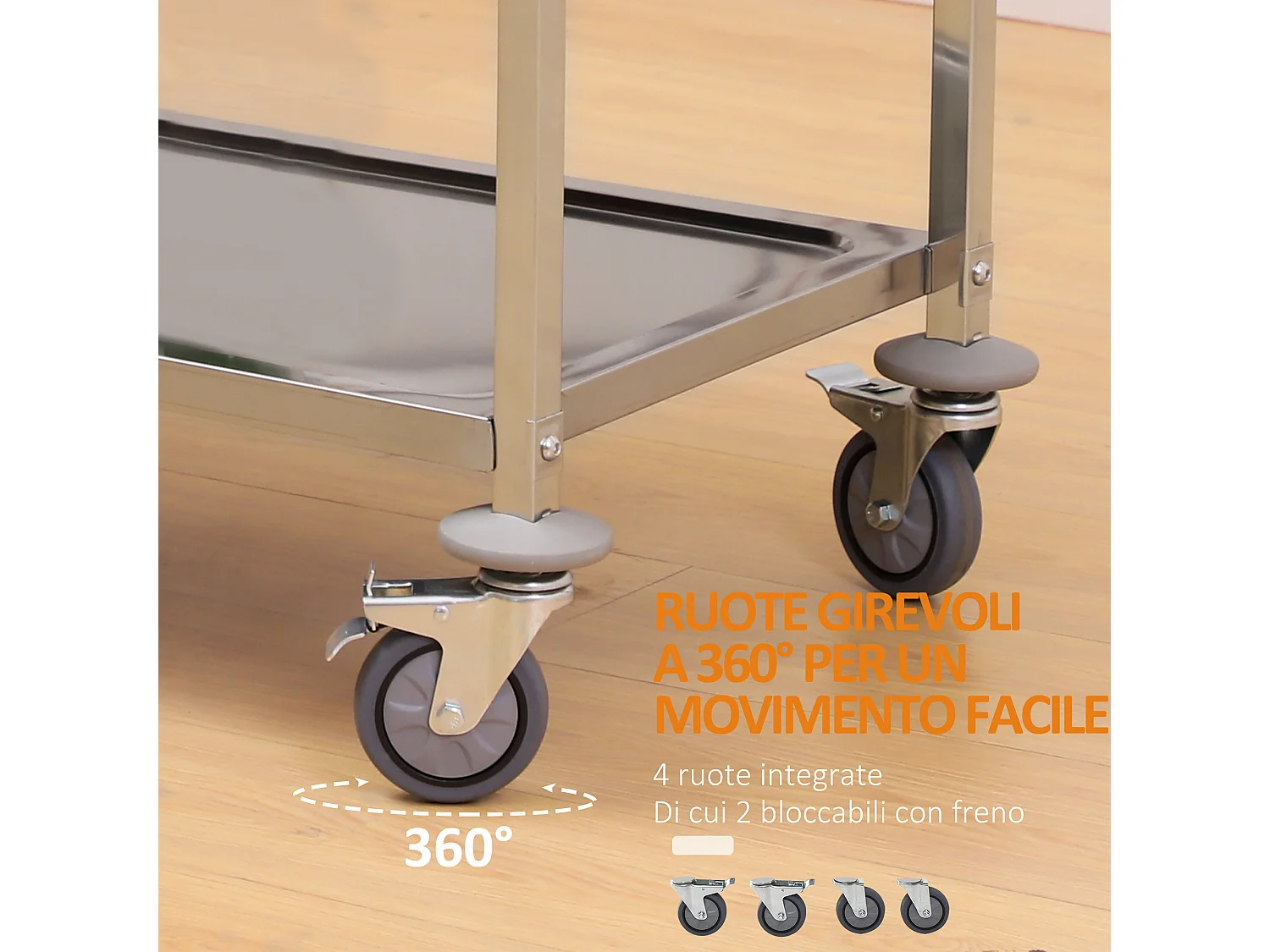 Carrello da cucina acciaio inossidabile 430 argento