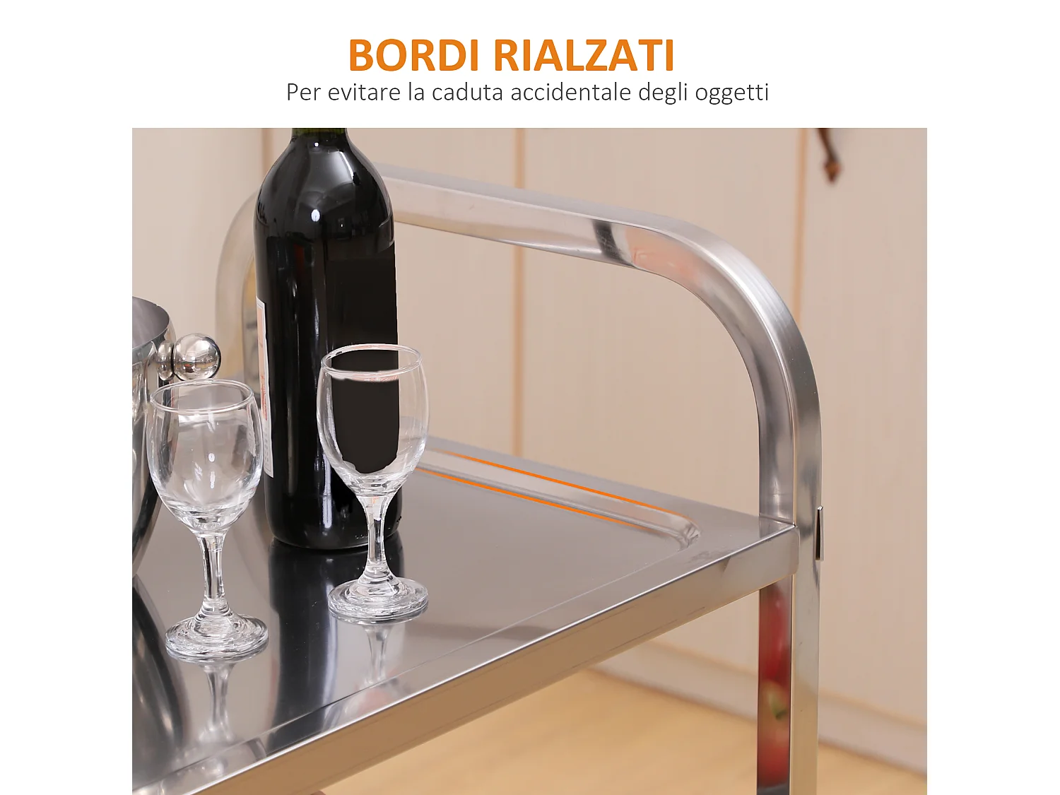 Carrello da cucina acciaio inossidabile 430 argento