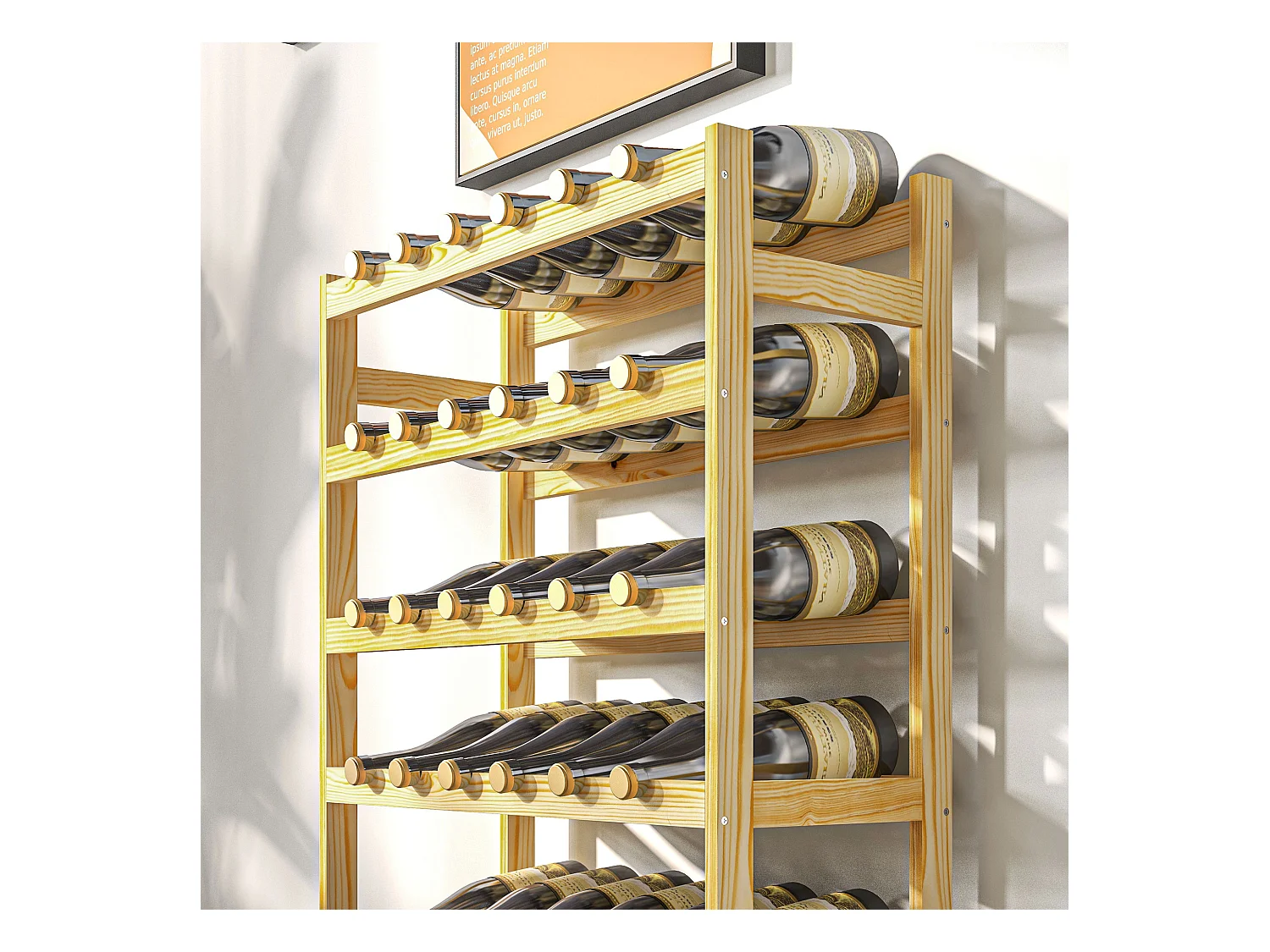 Scaffale portabottiglie a 7 livelli per 42 bottiglie in legno di pino