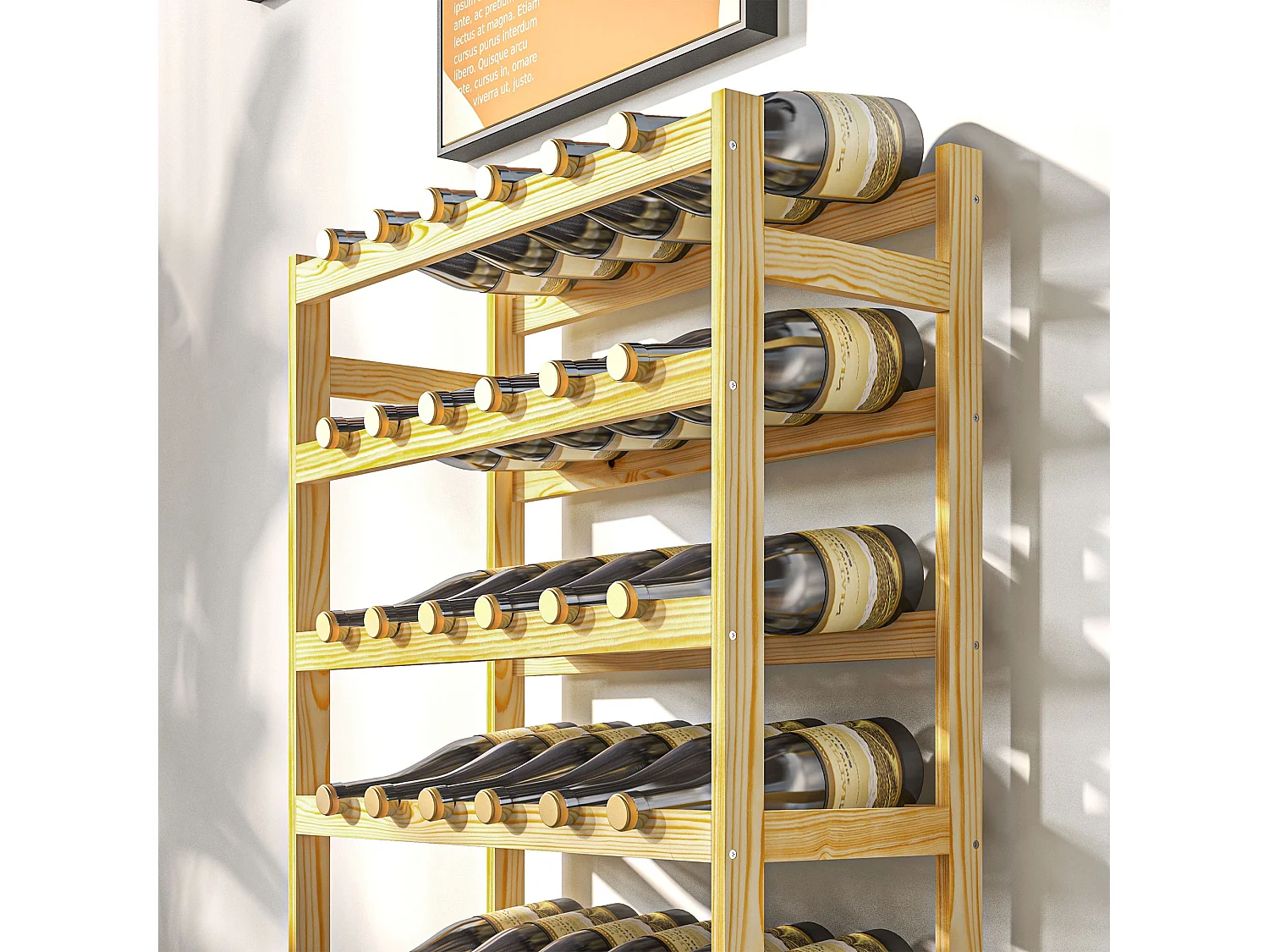 Scaffale portabottiglie a 7 livelli per 42 bottiglie in legno di pino