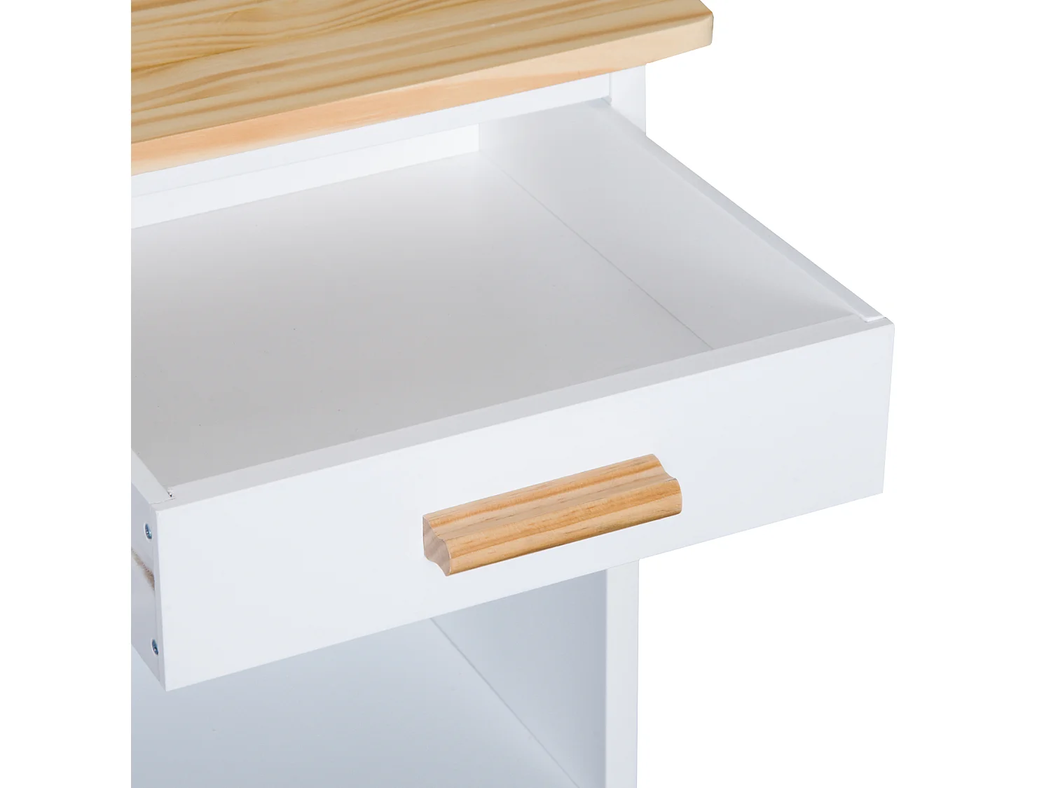 Mobiletto da cucina con portabottiglie porta bicchieri bambù bianco