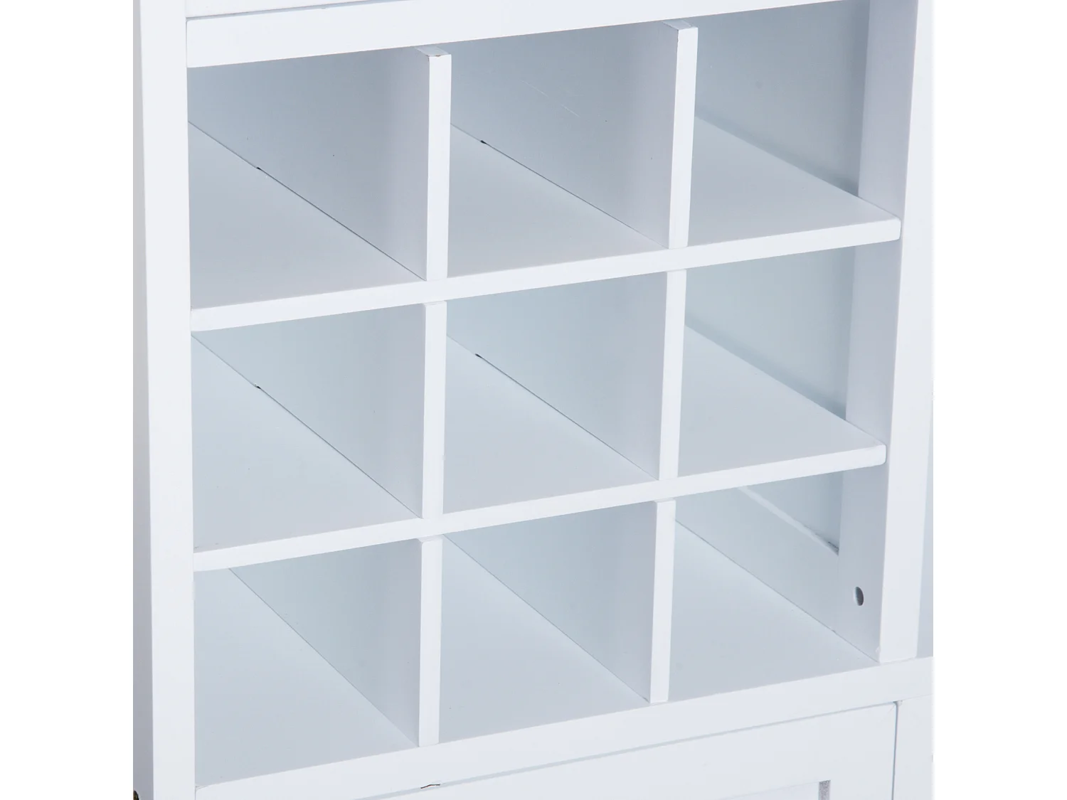 Mobiletto da cucina con portabottiglie porta bicchieri bambù bianco