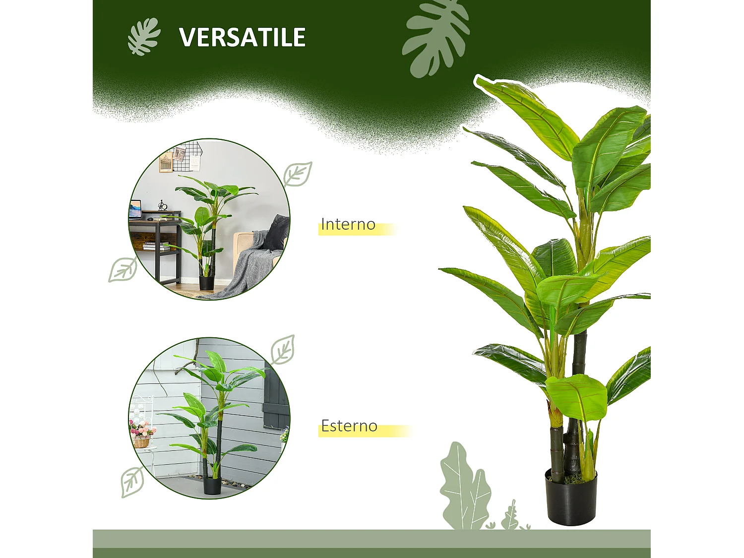 Banano pianta in vaso albero di banano artificiale 150cm