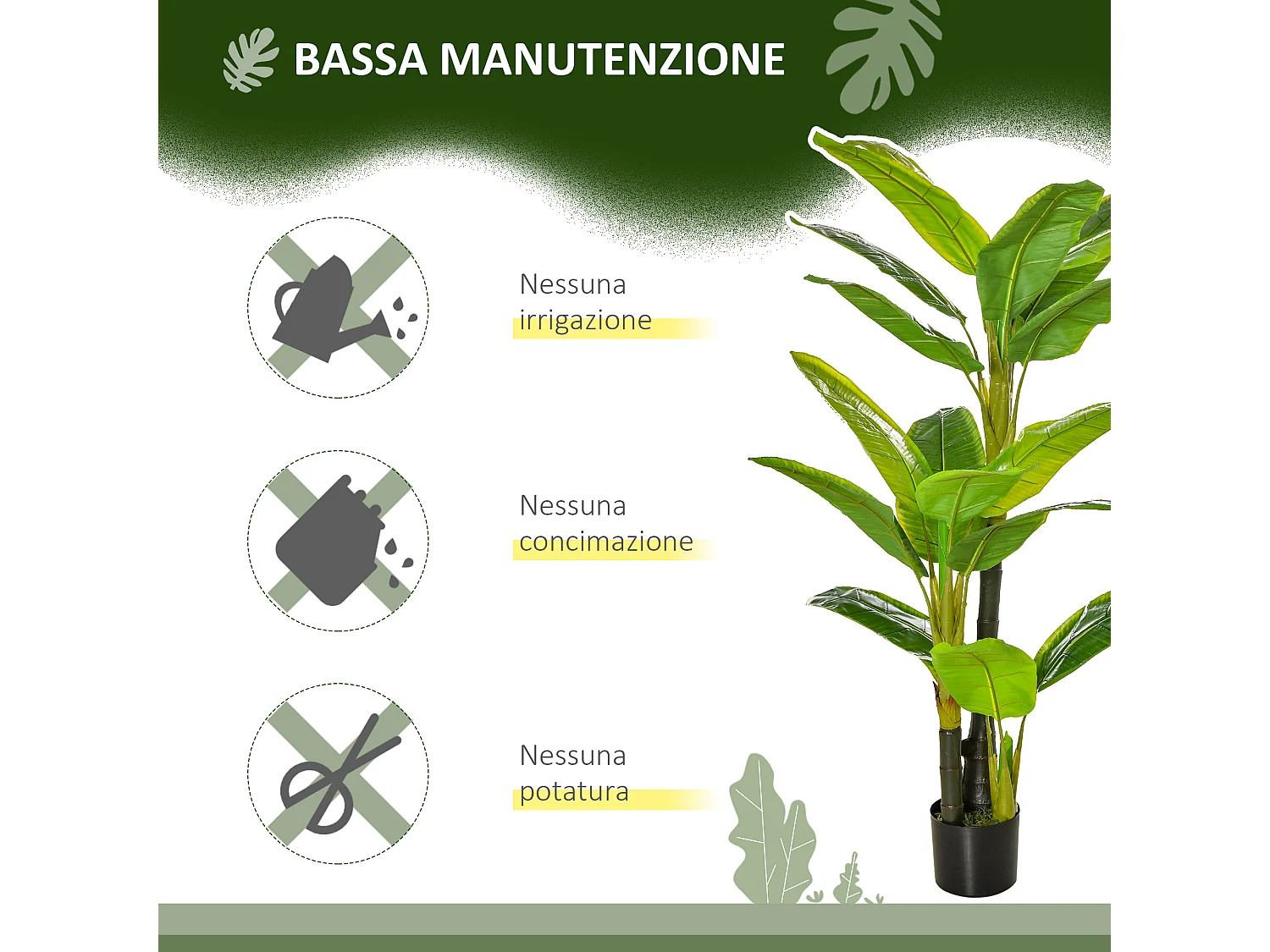 Banano pianta in vaso albero di banano artificiale 150cm