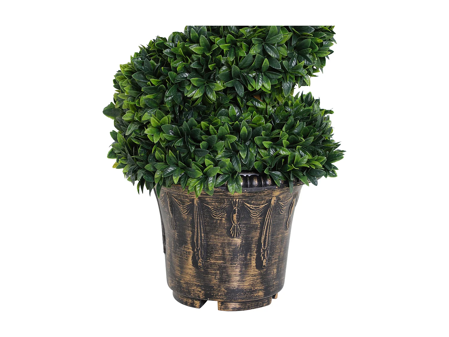 Pianta artificiale bosso a spirale con vaso in pe verde