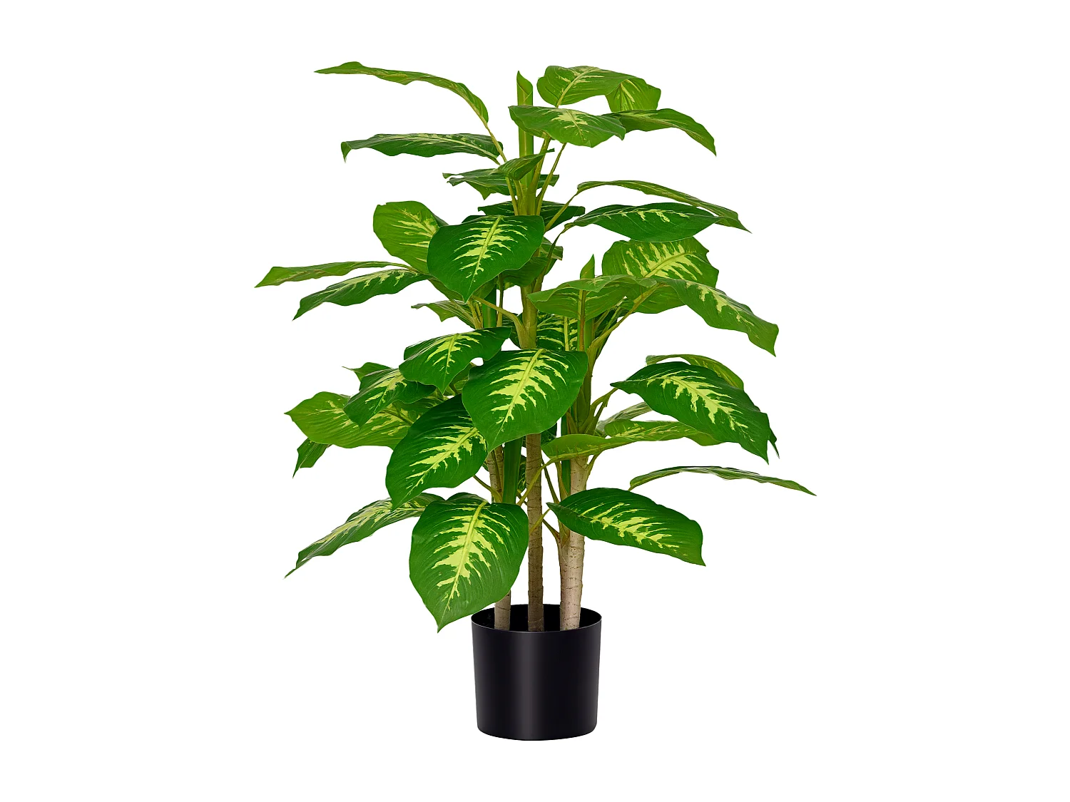 Pianta artificiale decorativa da interni e vaso nero