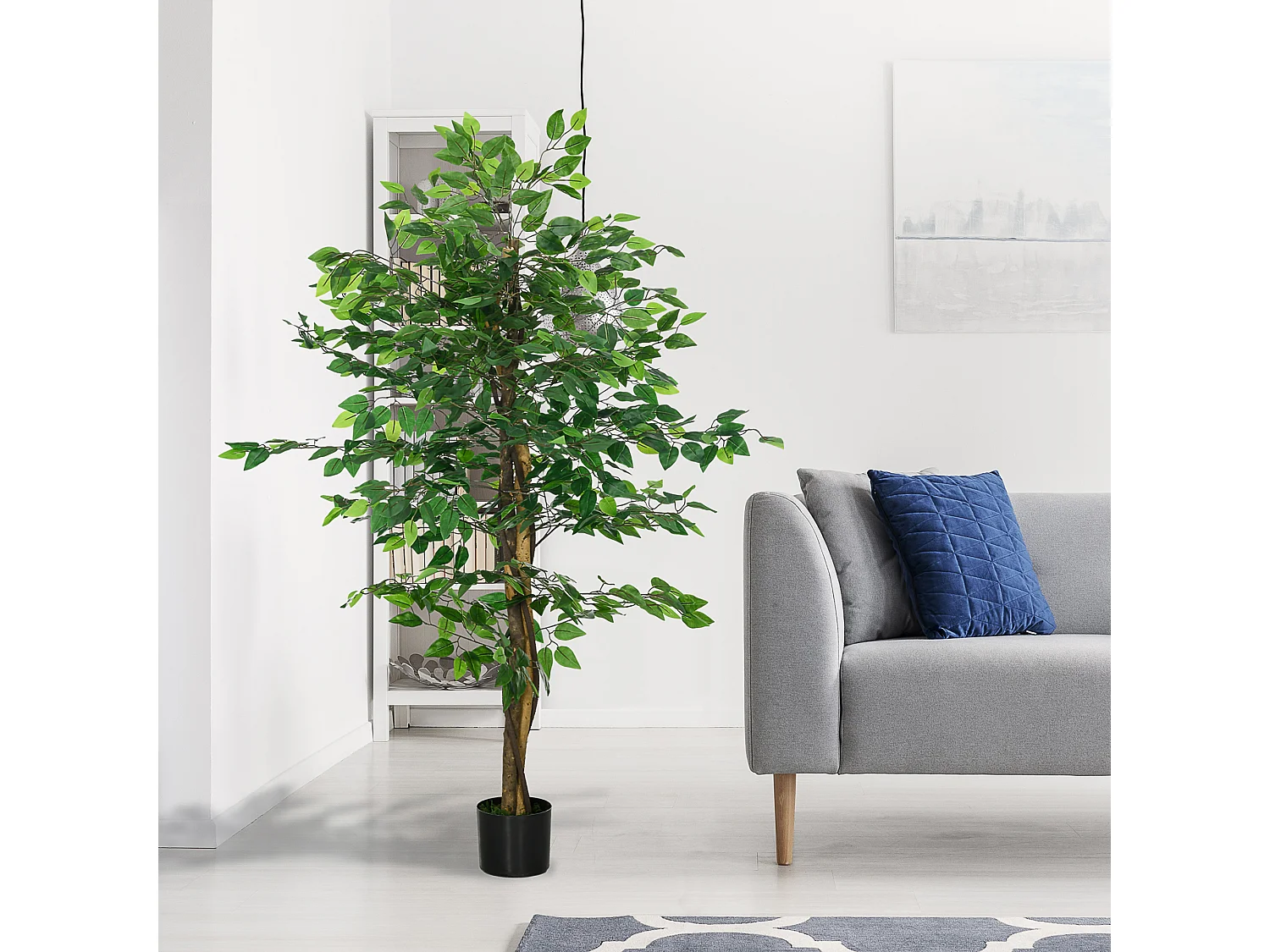 Pianta artificiale di ficus con vaso incluso per casa e giardino