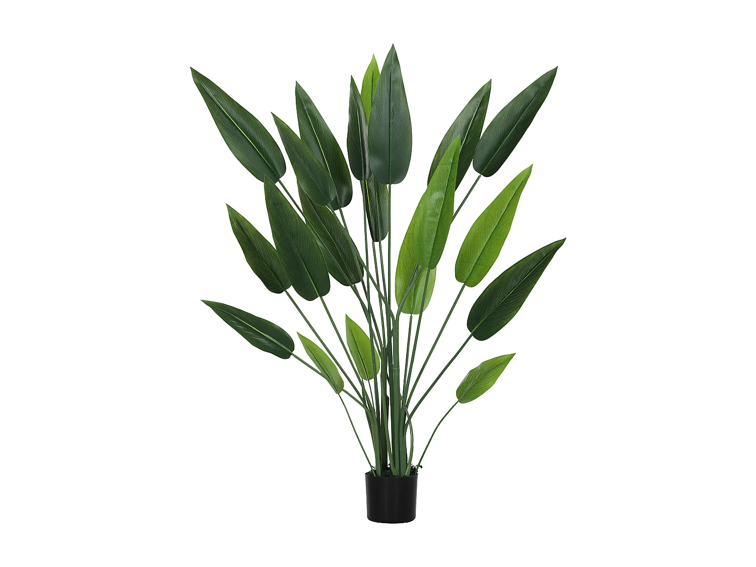 Pianta artificiale verde di uccello del paradiso da 20 foglie con vaso
