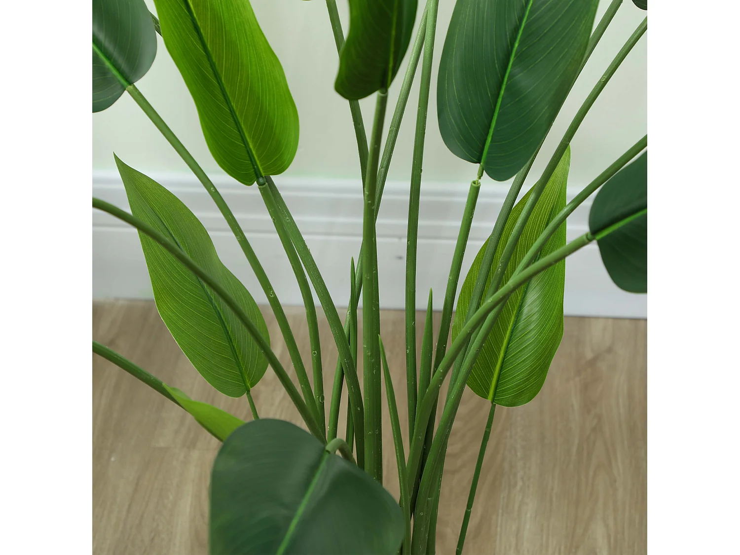 Pianta artificiale verde di uccello del paradiso da 20 foglie con vaso