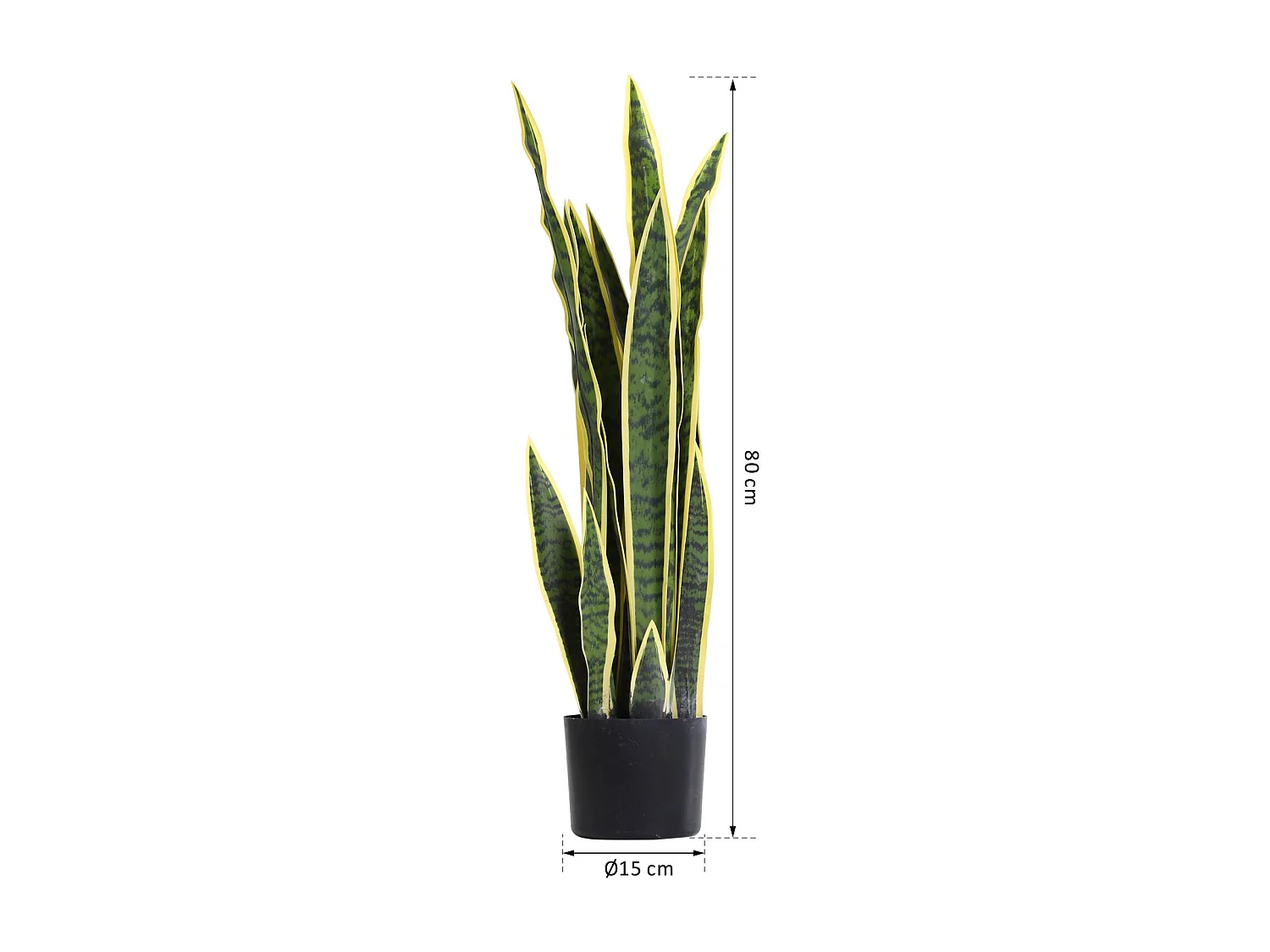 Sanseveria artificiale in vaso in pe verde e giallo